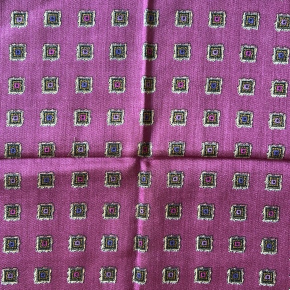 Vintage Paisley Patterned Square Scarf in Green and Purple 30” x 30” - Picture 8 of 8